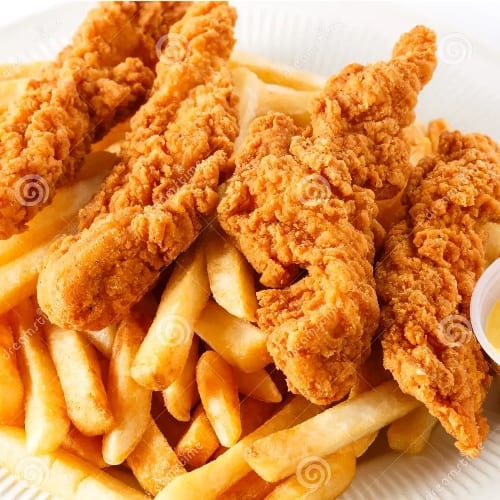Chicken Tenders (4) with Fries.